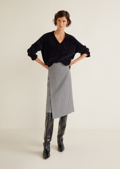 MANGO Houndstooth skirt – CAMIS | asymmetric cross over skirts