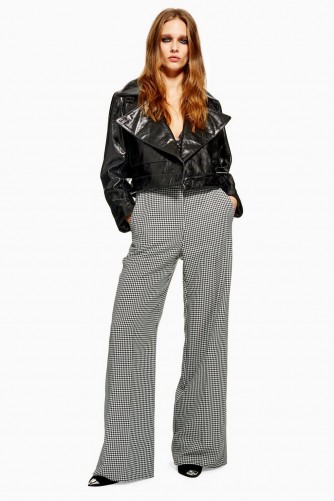 Topshop Houndstooth Trousers in Monochrome | mono dogtooth wide leg pants