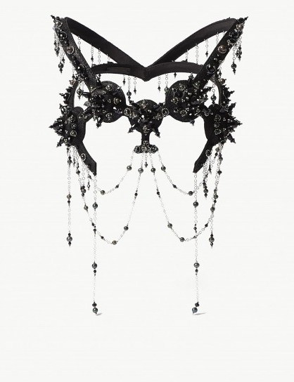 HOUSE OF MALAKAI Hybrid IX embellished headpiece Black/Silver – statement crystal evening accessory – dramatic eveningwear - flipped
