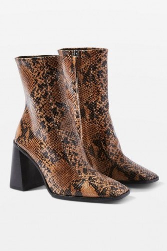 Topshop HURRICANE High Ankle Boots in Natural | reptile print autumn boots - flipped