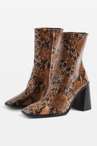 Topshop HURRICANE High Ankle Boots in Natural | reptile print autumn boots