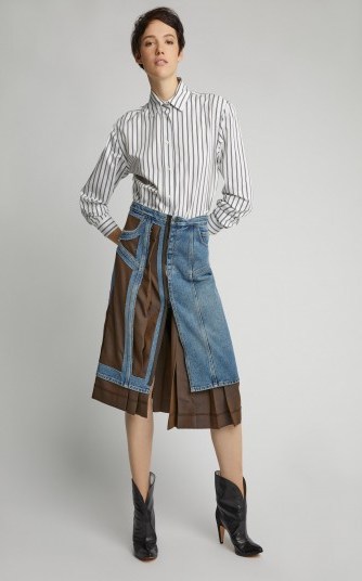 Maison Margiela Hybrid Denim And Wool-Mohair Midi Skirt ~ contemporary fashion - flipped