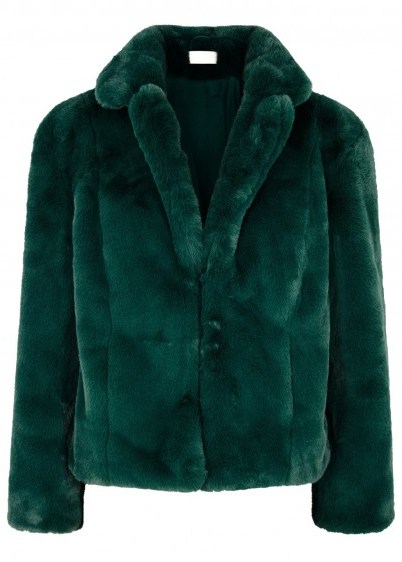 KEEPSAKE Stay With Me emerald faux-fur coat ~ jewel toned winter glamour - flipped