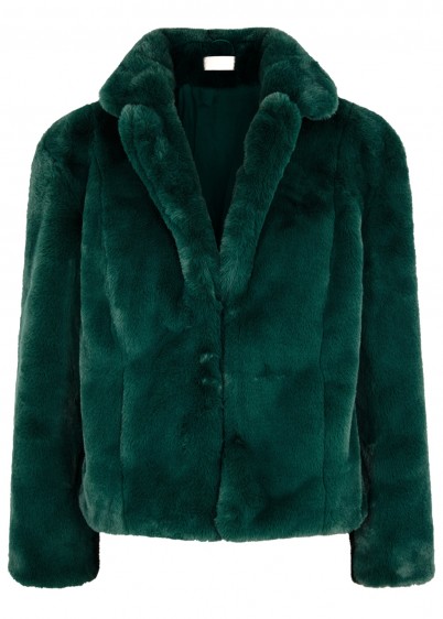 KEEPSAKE Stay With Me emerald faux-fur coat ~ jewel toned winter glamour