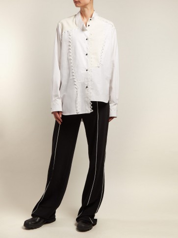 LOEWE Lace-trimmed asymmetric shirt ~ contemporary clothing