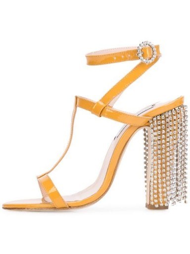 LEANDRA MEDINE embellished heel sandals / glamorous jewel fringed heels - flipped
