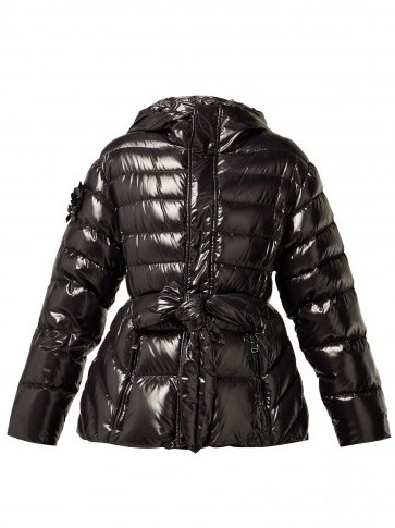 4 MONCLER SIMONE ROCHA Lolly down-filled black hooded jacket ~ high shine padded jackets - flipped