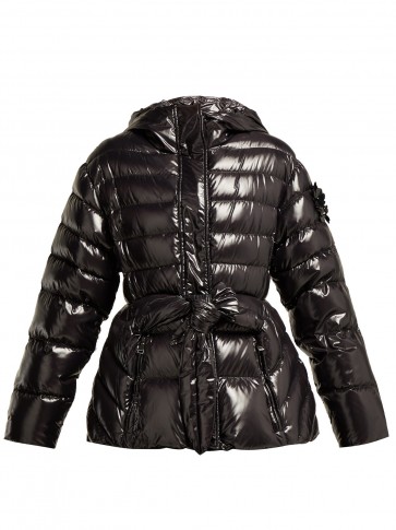 4 MONCLER SIMONE ROCHA Lolly down-filled black hooded jacket ~ high shine padded jackets