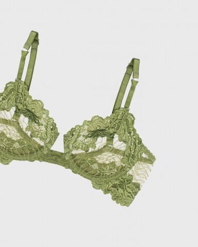 LONELY pickle bonnie underwire bra in green ~ lace bras ~ feminine lingerie - flipped
