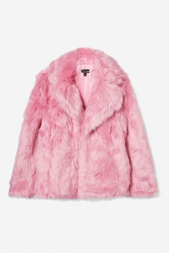 TOPSHOP Luxe Pink Faux Fur Coat - flipped