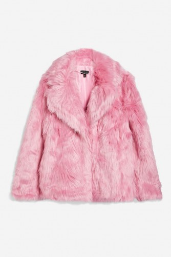 TOPSHOP Luxe Pink Faux Fur Coat