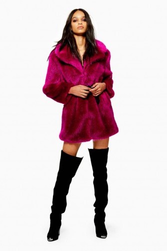 Topshop Magenta Luxe Faux Fur Coat | fluffy winter coats - flipped