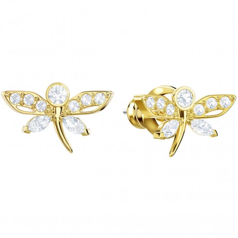 SWAROVSKI MAGNETIC DRAGONFLY STUD PIERCED EARRINGS, MULTICOLOUR, GOLD PLATING | neat insect jewellery