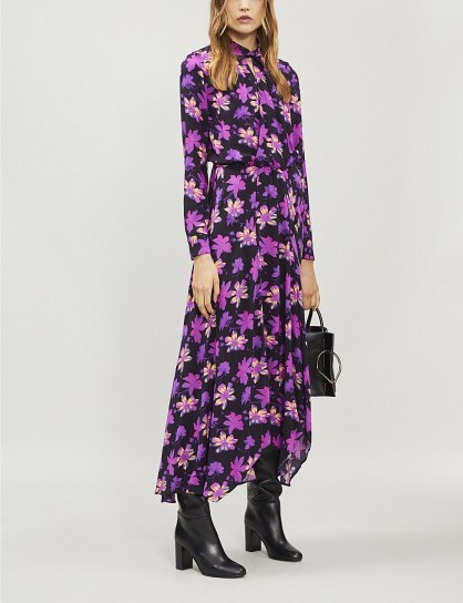 MAJE Ritunia crossover-front floral-print dress / boho maxi - flipped