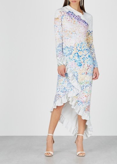 MARY KATRANTZOU Lenda printed cady dress ~ feminine asymmetric style clothing - flipped