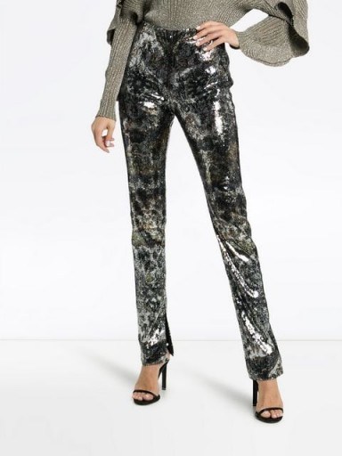 MARY KATRANTZOU sequinned straight leg trousers / gold and silver metallic pants - flipped