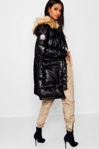 boohoo Matte Metallic Sporty Puffer Jacket | high shine winter coats - flipped