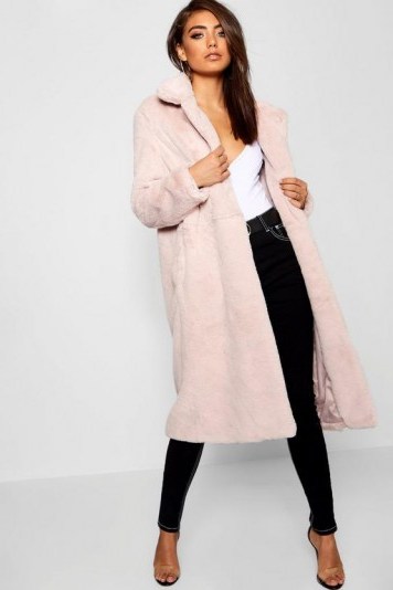 boohoo Maxi Soft Faux Fur Coat in Natural | luxe style winter coats - flipped