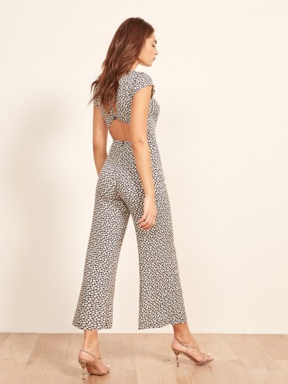 Reformation Mayer Jumpsuit in Quito | open back cropped leg jumpsuit - flipped