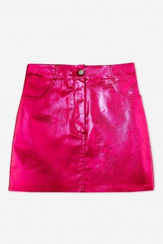 Topshop Pink Metallic Skirt | shiny mini - flipped