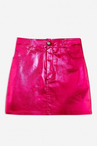 Topshop Pink Metallic Skirt | shiny mini