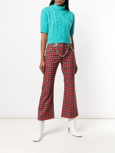 MIAOU plaid cropped trousers in rosso / red tartan pants