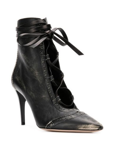 MIU MIU cut-out black leather lace-up booties | glamorous winter ankle boots