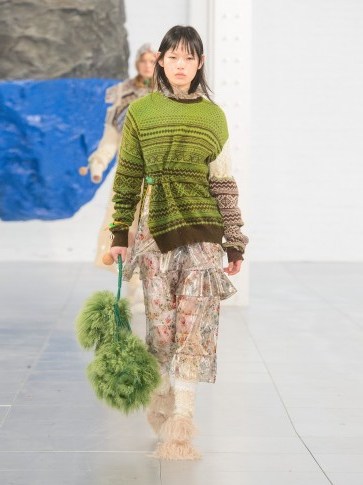 PREEN BY THORNTON BREGAZZI Moira Green Fair Isle-knit wool-blend sweater ~ contemporary knitwear - flipped