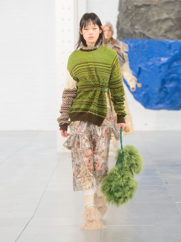 PREEN BY THORNTON BREGAZZI Moira Green Fair Isle-knit wool-blend sweater ~ contemporary knitwear