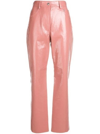 MSGM varnished pink high-waisted trousers / shiny pants - flipped