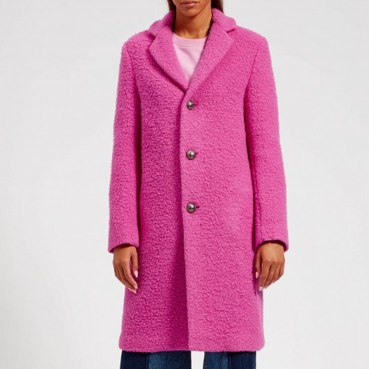 MSGM Women’s Smart Textured Coat – Pink – bright coloured coat - flipped