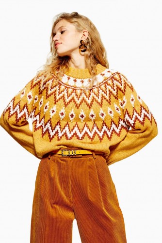 Topshop Mustard Fair Isle Jumper | yellow patterned sweater