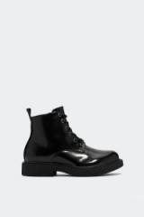 NASTY GAL Love Shines On Vinyl Boot in Black – shiny lace-up boots