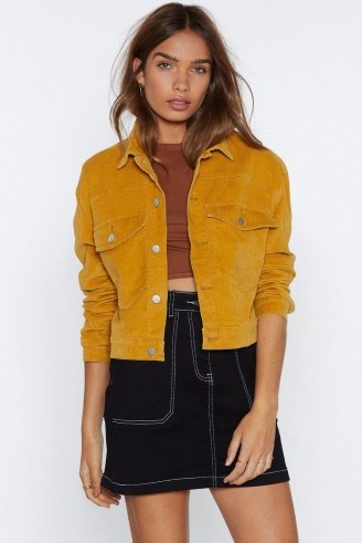 NASTY GAL My Sharona Cropped Jacket in Mustard – cool yellow jacket - flipped