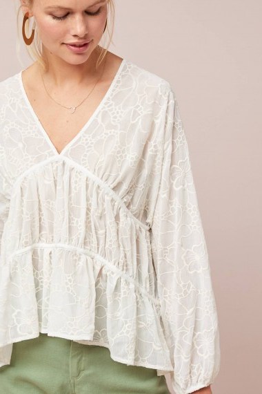Central Park West Mystic Peasant top White - flipped