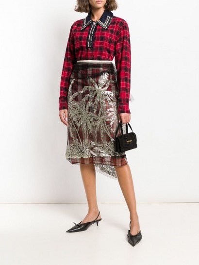 Nº21 glittered tulle-layered skirt ~ feminine tartan skirts - flipped