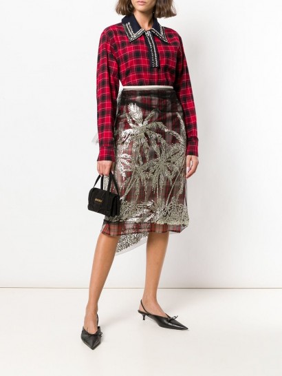 Nº21 glittered tulle-layered skirt ~ feminine tartan skirts