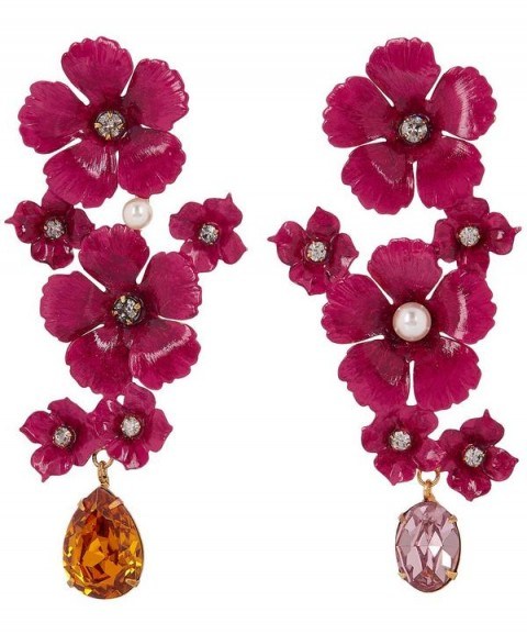JENNIFER BEHR Narcissa Floral Tear Drop Earrings – statement drops – coloured crystals - flipped