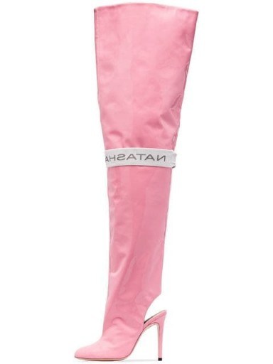 NATASHA ZINKO Pink 110 thigh-high patent leather cut-out boots - flipped