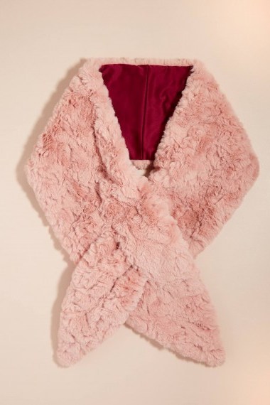 Nooki Faux-Fur Stole in Pink at Anthropologie | luxe style winter accessory - flipped