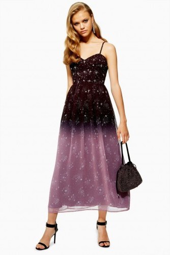 Topshop Ombre Corset Midi Dress | thin strap star print party frock - flipped