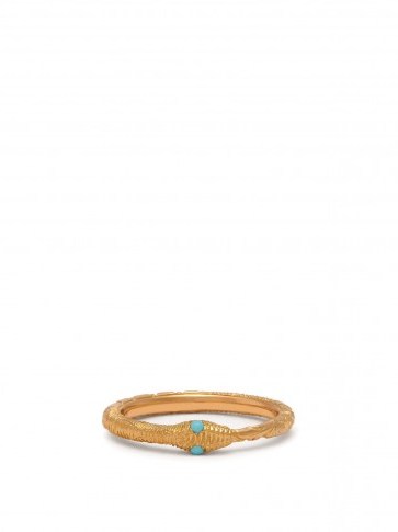 GUCCI Ouroboros turquoise & 18kt gold ring ~ blue stone snake jewellery - flipped