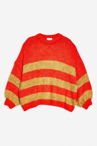 Topshop Oversized Stripe Jumper in Tan | slouchy knits
