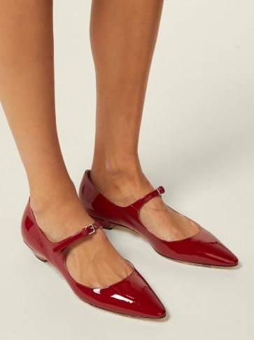 MIU MIU Red Patent-leather Mary-Jane flats | retro shoes - flipped