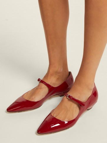 MIU MIU Red Patent-leather Mary-Jane flats | retro shoes