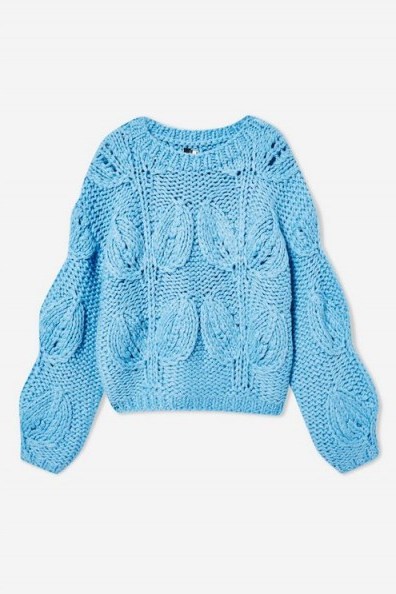 Topshop Petal Hand Knitted Jumper in Blue | chunky knitwear - flipped