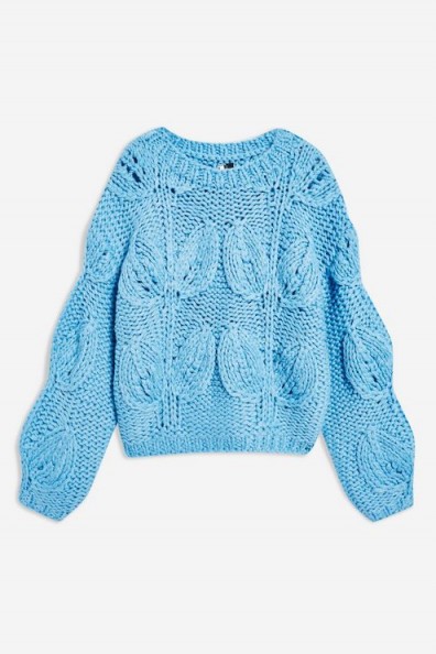 Topshop Petal Hand Knitted Jumper in Blue | chunky knitwear