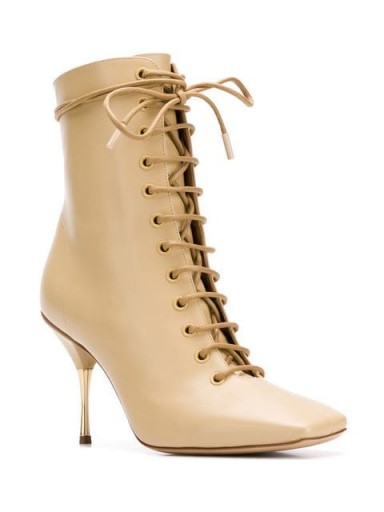PETAR PETROV lace-up ankle boots in beige / stiletto bootie