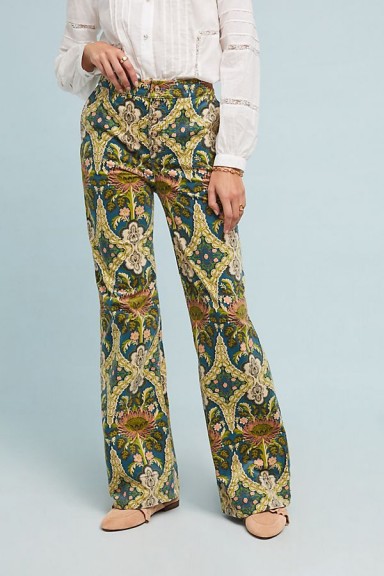 Pilcro Corduroy High-Rise Wide-Leg Jeans | Retro Floral Print Cords