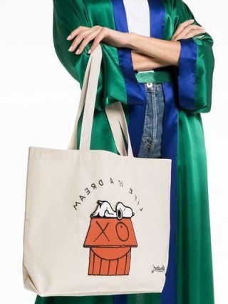 Pintrill Cream Snoopy Life Is A Dream Tote By Mr A / cute slogan bags - flipped